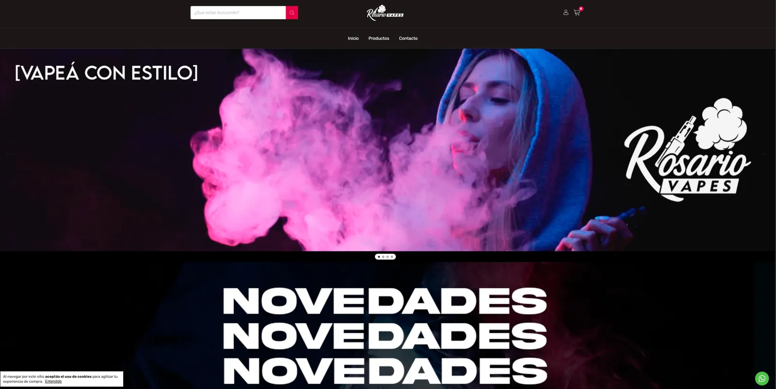 Rosario Vapes website homepage